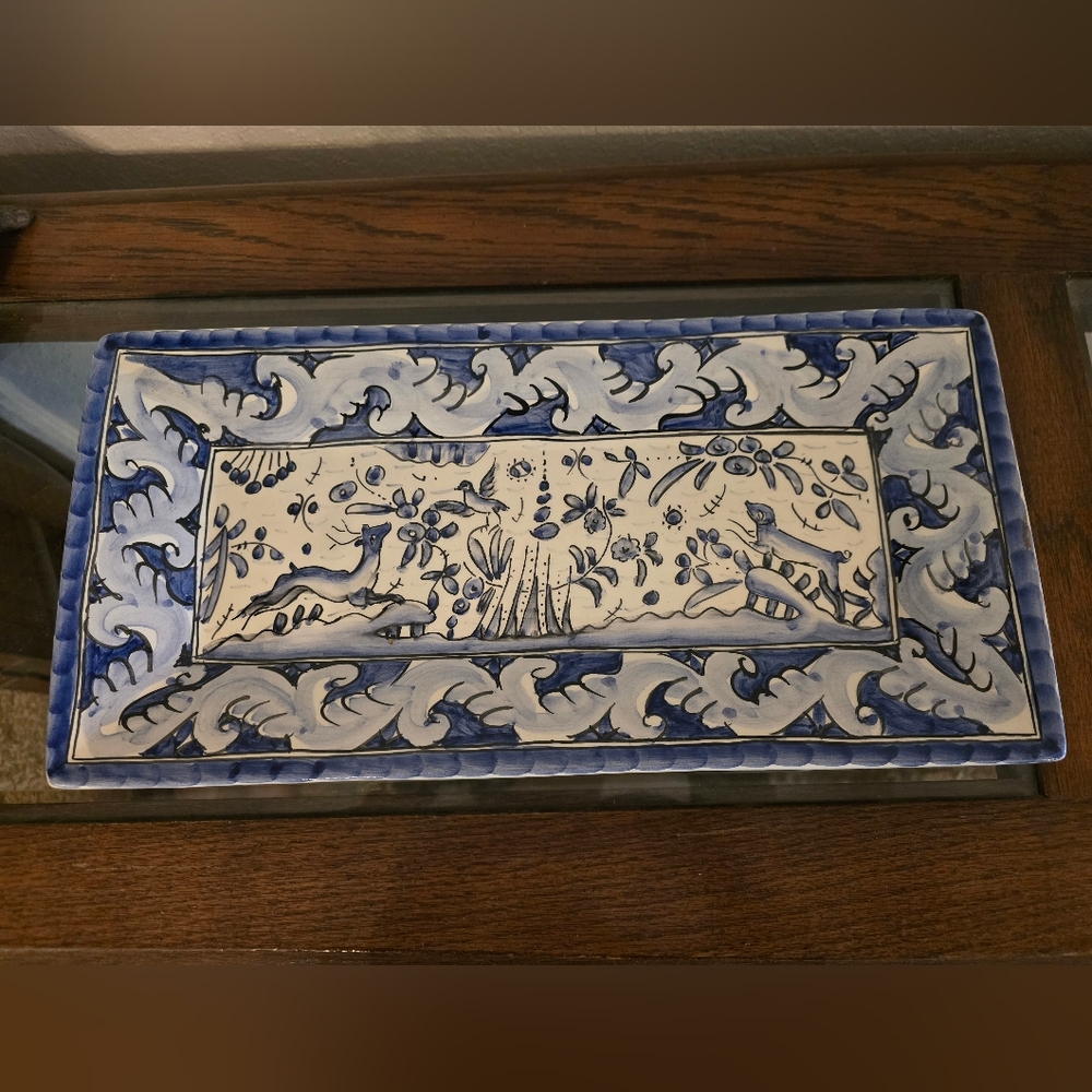 New hand painted in Portugal rectangular sandwich tray.